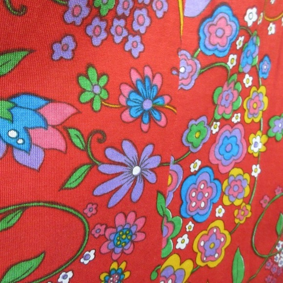 Mollie Parnis At Home Wrap Maxi Dress Day True Vintage Red Floral 70s Retro 612 - Picture 4 of 11